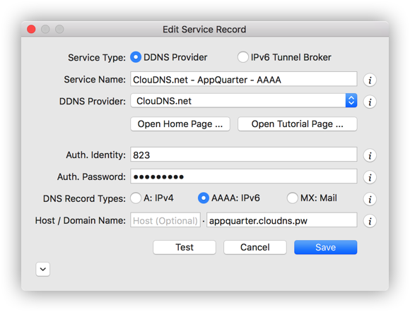 ClouDNS Service Record