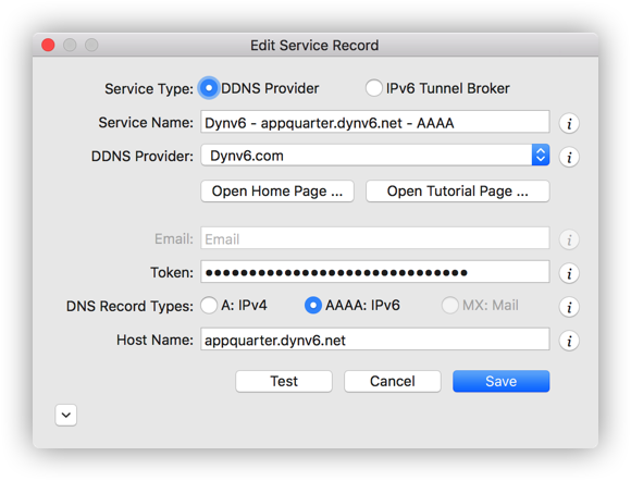 Dynv6 Service Record