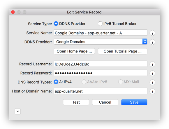 Google Domains Service Record