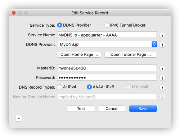 MyDNS Service Record