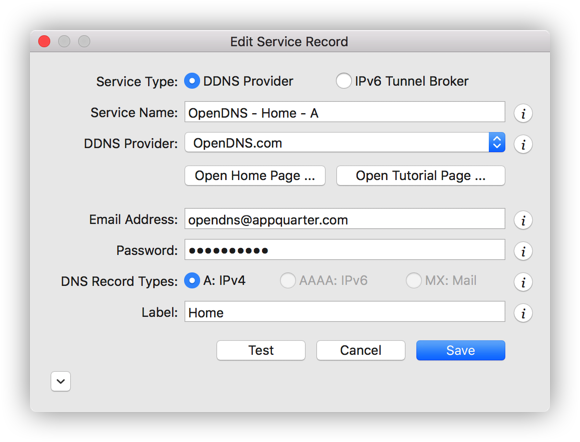 OpenDNS Service Record