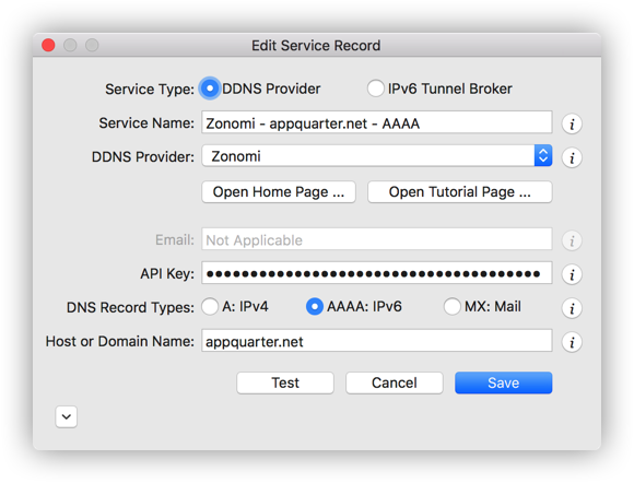 Zonomi Service Record