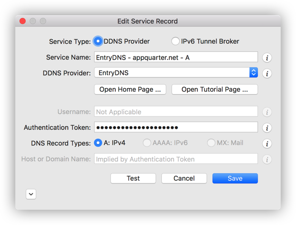 EntryDNS Service Record